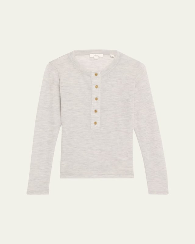 Long-Sleeve Wool Henley Top